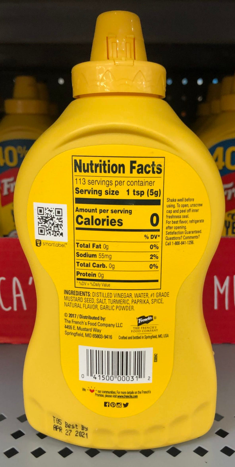 Squeeze Bottle of French's Classic Yellow Mustard 20 Oz