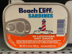 18 CANS Beach Cliff Sardines in Louisiana Hot Sauce Wild Caught 3.75 Oz can Fish