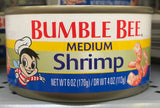 BUMBLE BEE Medium Shrimp 6 oz Can High Protein Food Salad Snack