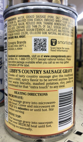 Libbys Country Sausage Gravy 15 oz Can breakfast and biscuits eggs