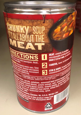 12 Campbell's CHUNKY Sirloin Burger w Country Vegetables Soup 18.8 oz Cans