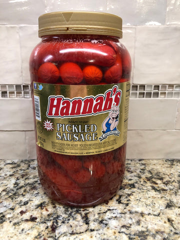 1 Gallon Jar Hannah Pickled Pork Sausage Red Hots Wieners 4lbs