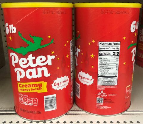 12 lbs of Peter Pan Creamy Peanut Butter 2 - 6lb Jars Cans Sandwich Jelly FREE SHIP