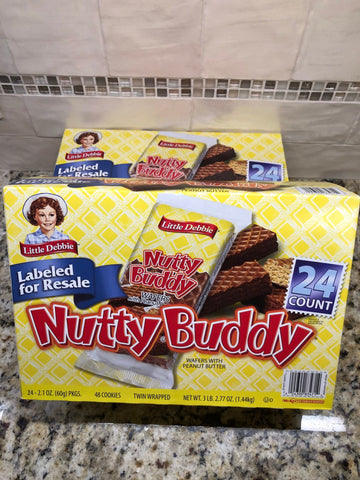 48 Little Debbie Nutty Buddy Wafer Bars 2 Pack Chocolate Peanut Butter FREE SHIP