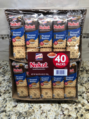 40 Packs Nekot Lance Cookie Sandwich Peanut Butter Crackers NABS