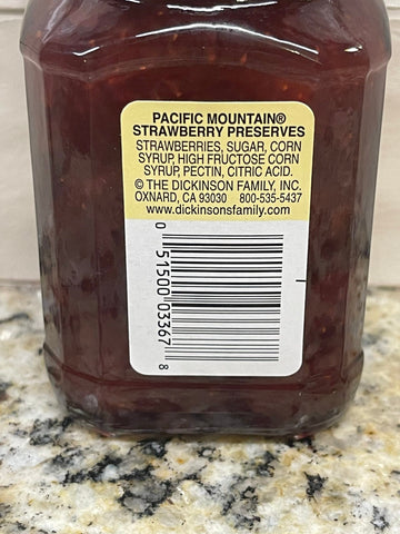 Dickinson's Pure Seedless Pacific Mountain Strawberry Preserves 10 oz