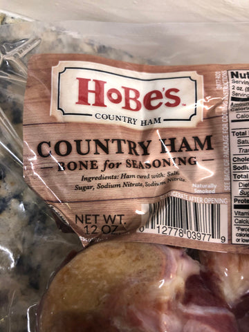 Hobes Country Ham Bone for Seasoning 12 oz Pork Cured Fat Bean Taters Stew