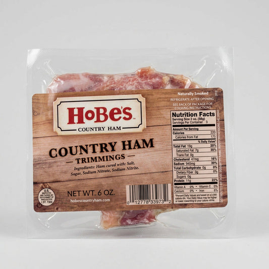 Hobes Salt Cured Country Ham Trimmings Pork Slices Biscuit 6 oz