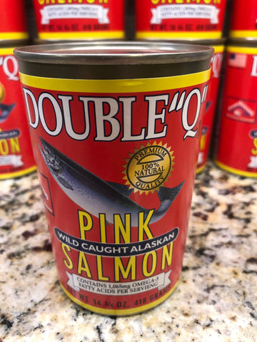 12 CANS Double "Q" Wild Caught Alaskan Pink Salmon 14.75 oz Can Fish FREE SHIP