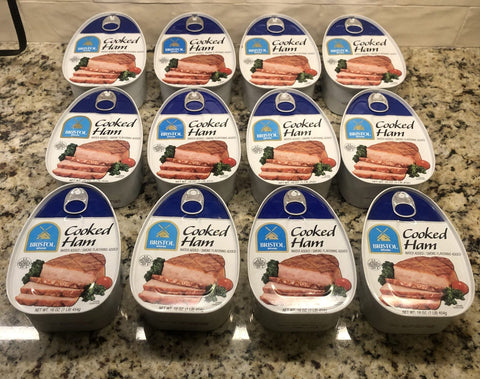 12 Bristol Cooked Canned Ham 16oz (1LB.) dak picnic ONE DOZEN