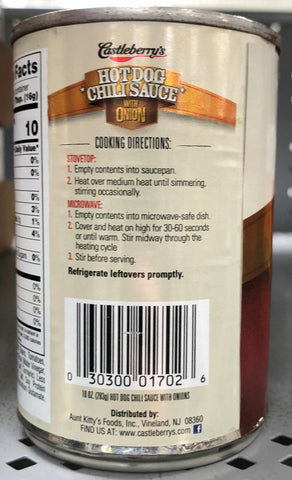 Castleberry's Hot Dog Chili Sauce with Onion, 10 oz