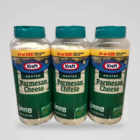 Three Kraft Grated Cheese Parmesan Cheese 24 oz Jar