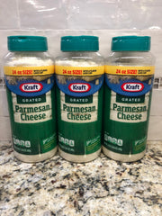 THREE Kraft Grated Cheese Parmesan Cheese 24 oz Jar Spaghetti Alfredo FREE SHIP