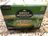 Green Mountain Breakfast Blend Coffee 100 ct Keurig K cup Pods FREE SHIP