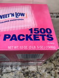 1500 Packets Sweet'N Low Zero Calorie Sugar Substitute Sweetner