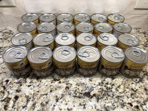 24 Cans of Giorgio Mushroom Pieces and Stems, 4 oz