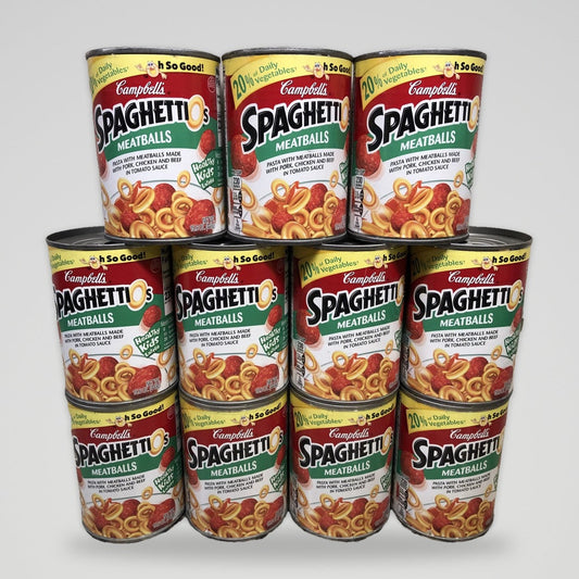 11 Campbell's SpaghettiOs Pasta with Meatballs Cans Tomato Sauce