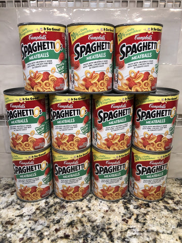 11 Campbell's SpaghettiOs Pasta with Meatballs Cans Tomato Sauce