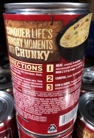 12 Campbell's CHUNKY Chipotle Chicken & Corn Chowder Soup 18.8 oz Cans