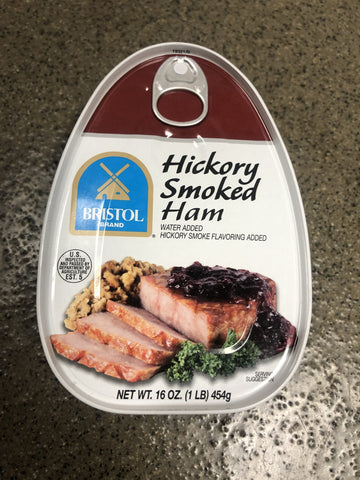 12 Bristol Hickory Smoked Cooked Canned Ham 16oz (1LB.) FREE SHIP