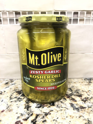 Mount Olive Zesty Garlic Kosher Spears Pickles 24 oz Mt