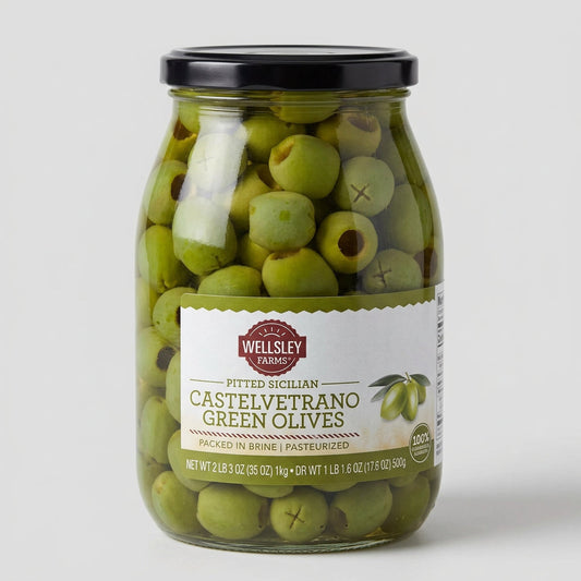Wellsley Farms Pitted Sicilian Castlevetrano Green Olives, 35 oz
