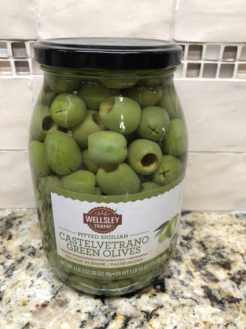 Wellsley Farms Pitted Sicilian Castlevetrano Green Olives 35 oz. Jar