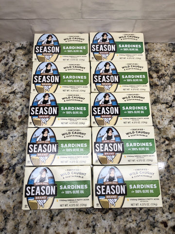 10 CANS Season Wild Caught Sustainable Fish Sardines Can Snack FREE SHIP