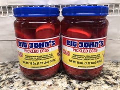 2 JARS Big John's Pickled Eggs 18 oz Jar Snack Bar Food