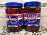 2 JARS Big John's Pickled Pork Sausage 16 oz Jar Red Hots Meat Wieners