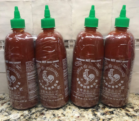 4 BOTTLES Huy Fong Foods Sriracha Sauce 28 oz Hot Pepper Dip FREE SHIP