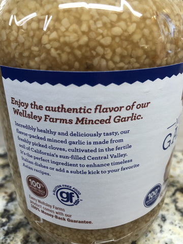 Wellsley Farms Minced Garlic 32 oz. Family Size Jar Bread Dip Dressing