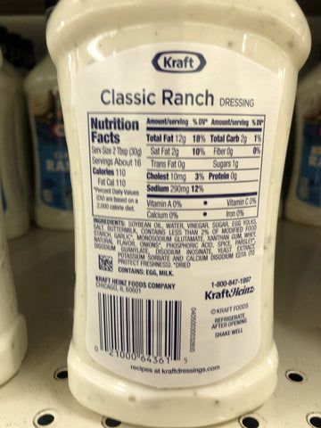 Kraft Classic Ranch Salad Dressing 16 oz Bottle Romain Iceberg Dip