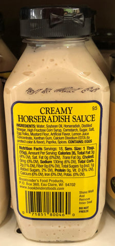 Bookbinders Sassy Creamy Horseradish 9.75 Oz Squeezable Bottle Sauce