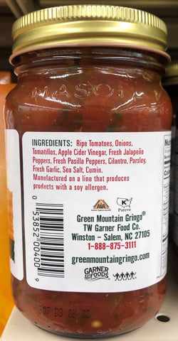 Green Mountain Gringo Medium Salsa 16 oz Relish Sauce Dip Texas Pete