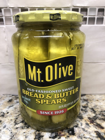 Mount Olive Old Fashioned Sweet Bread and Butter Spears Pickles 24 oz Mt Burger