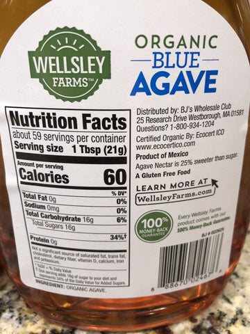 2 Bottles of Wellsley Farms Organic Blue Agave Sweetener, 88 oz