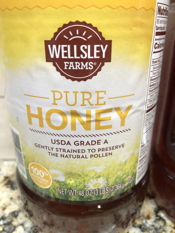 2 Bottles Wellsley Farms 100% Pure Honey 6 lbs. Natural Pollen FREE SHIP