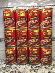 12 CANS Hormel Chili with NO Beans 15 oz Hamburger Sauce Hot Dog Dip