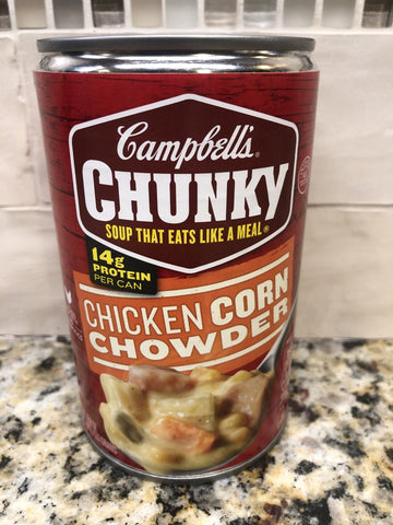12 Cans of Campbell's Chunky Chicken Corn Chowder Soup, 18.8 oz