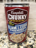 12 Campbell's CHUNKY Clam & Corn Chowder Bacon Soup 18.8 oz Cans