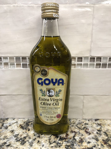 2 BOTTLES Goya Extra Virgin Olive Oil First Cold Press 17 FL oz cooking