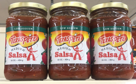 3 Jars Texas Pete Low Sodium Medium Salsa 16 oz Pepper Wing Dip FREE SHIP