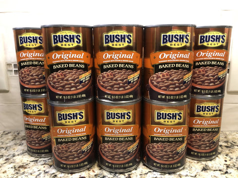 16 CANS Bush's Original Baked Beans 16.5 oz bacon brown sugar FREE SHIP