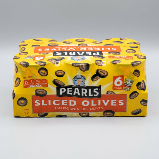 6 Cans of Pearls Sliced California Ripe Black Olives, 3.8 oz