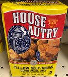 TWO BAGS House Autry Self Rising Yellow Corn Meal Mix 2 lb Bag Bread Muffin Sticks
