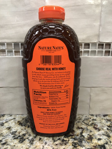 Nature Nate's 100% Pure Raw and Unfiltered Honey 44 oz Jar