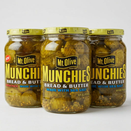 3 Jars of Mount Olive Munchies Bread & Butter Pickles, 16 oz