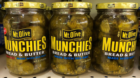 3 JARS Mount Olive Munchies Bread & Butter Pickles 16 oz Mt Sea Salt