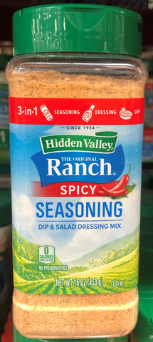 3 JARS Hidden Valley Spicy Ranch Salad Dressing Seasoning Mix 16 oz FREE SHIP